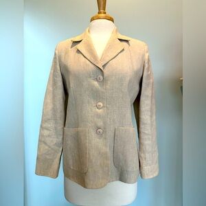 Bagatelle 100% Linen Khaki fitted 3 button blazer Inner liner pockets Size 6